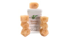 Set of 7 Dice w/ Arch'd4: Marble Latte w/ Metallic Gold Numbers